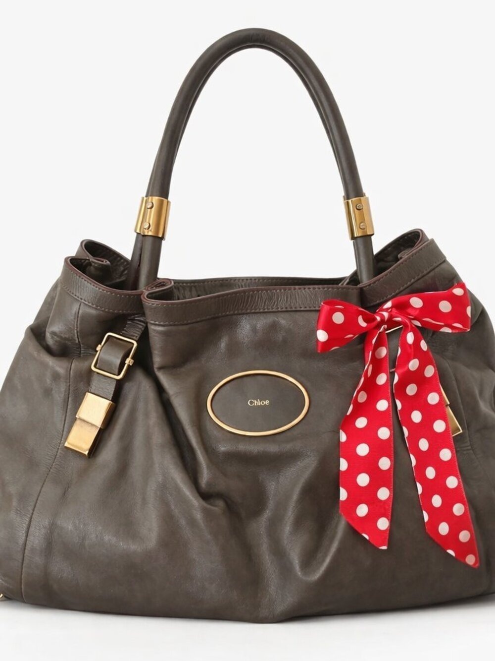 LABOR DAY SALE--Authentic Chloe Dark Grey Calfskin Leather Victoria Tote Bag